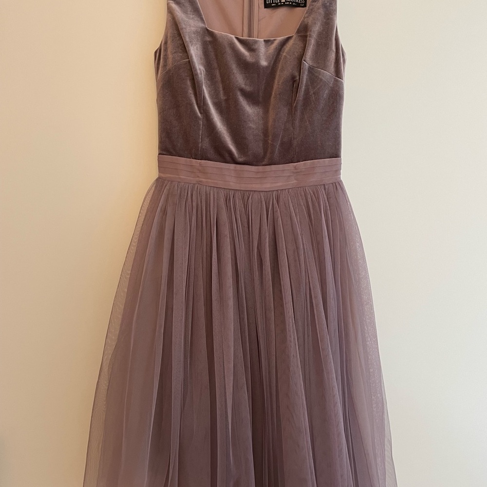 Little Mistress Velvet atop Mini Skater Dress with Tulle Skirt